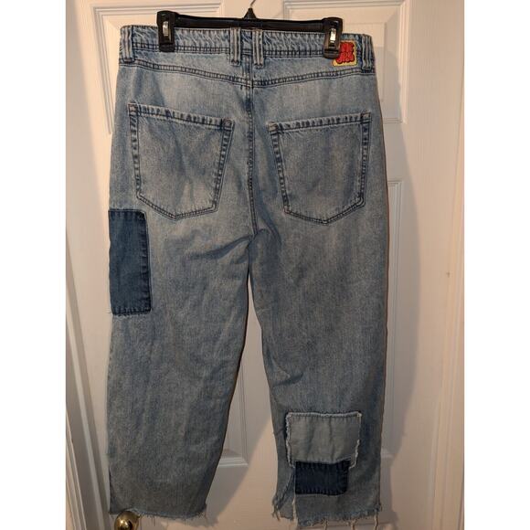 Empyre Pants Mens 30x24 Blue Patchwork Relax Straight Skate Y2K Jeans Bottoms - Picture 11 of 15